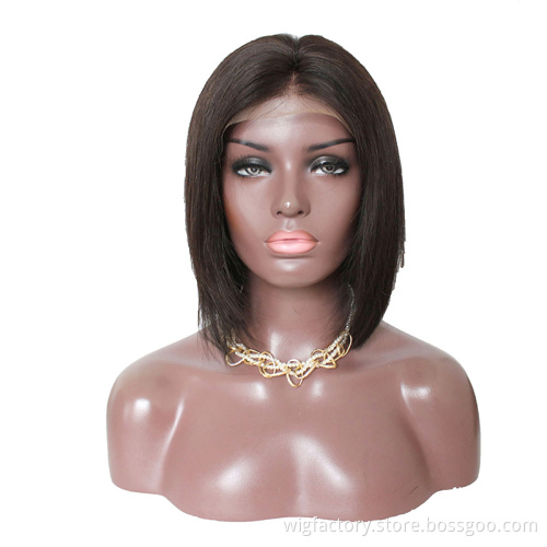 New arrival virgin human hair 13x4 short bob wigs, straight human hair lace front wigs wholesale